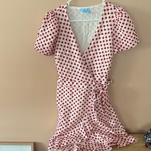 Draper James Red and White Floral Wrap Dress